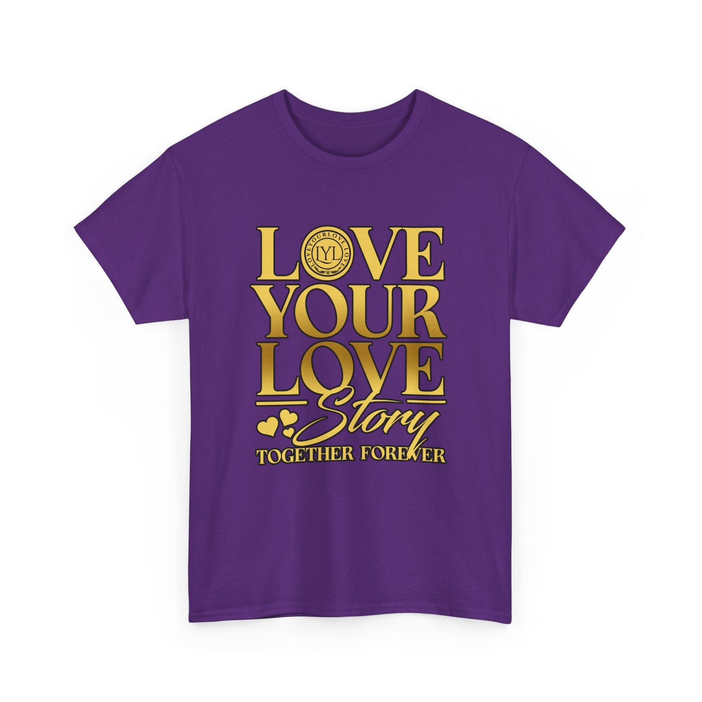 Love Your Love Classic Purple Gold Letter Tee