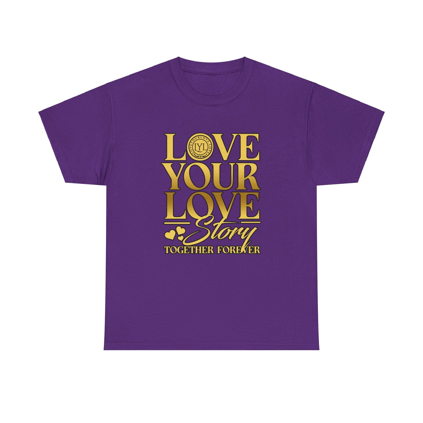 Love Your Love Classic Purple Gold Letter Tee