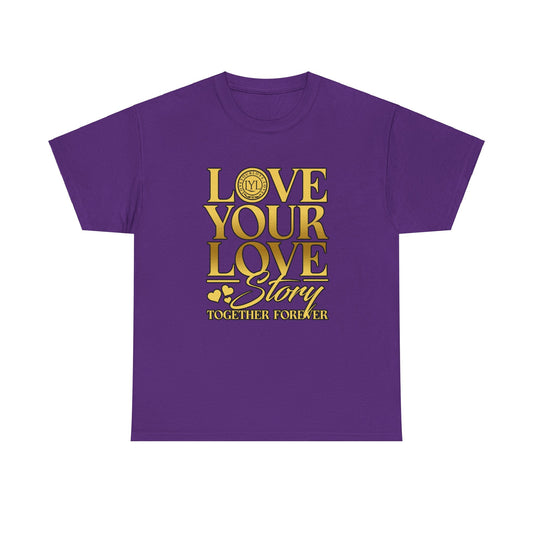 Love Your Love Classic Purple Gold Letter Tee